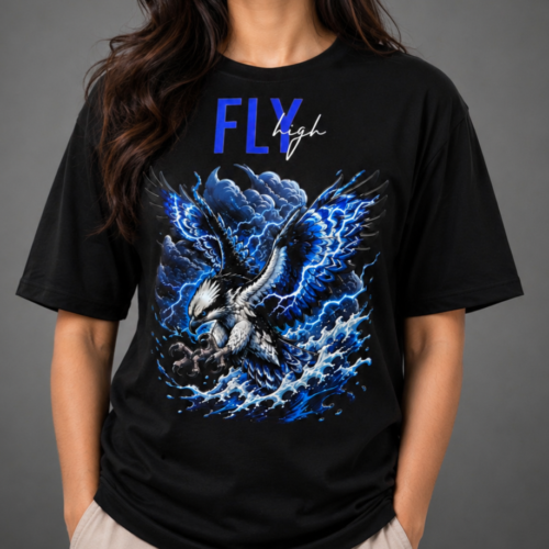 FLY High Graphic Oversized T-Shirt – Black