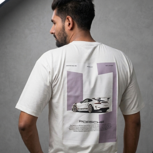 Porsche Graphic Oversized T-Shirt – White