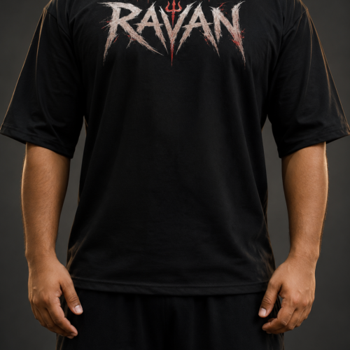 IMG_6707 RAVAN Oversized Graphic Printed Black T-Shirt