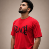file_000000009bb08230ba16bb988e688717 Teach Peace Printed Red Cotton T-Shirt