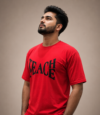 file_000000009bb08230ba16bb988e688717 Teach Peace Printed Red Cotton T-Shirt