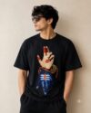 Shiv Parvati hand Oversized Graphic T-Shirt – Black